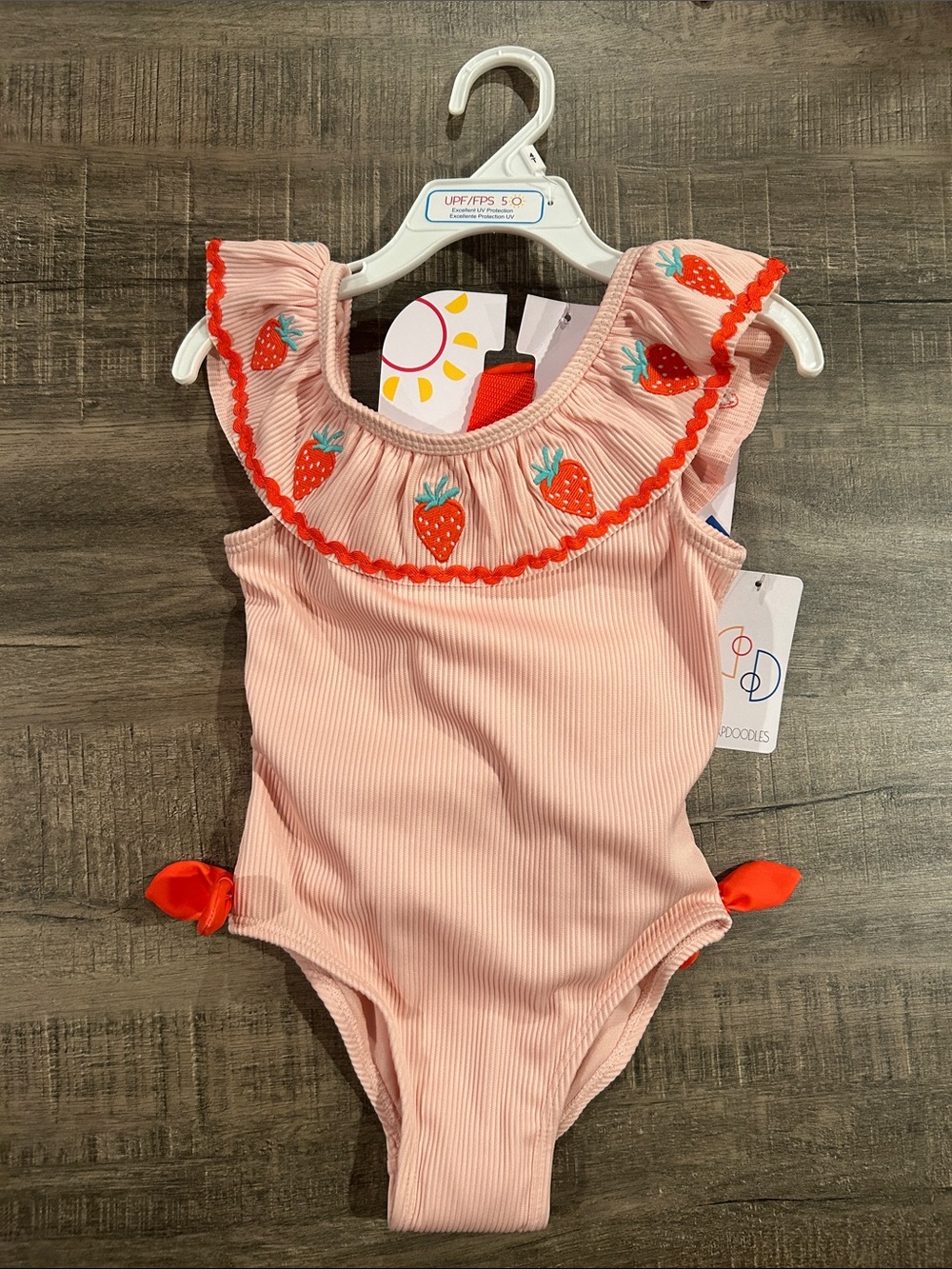 Flapdoodles Girls Pink Strawberry One-Piece Swimsuit